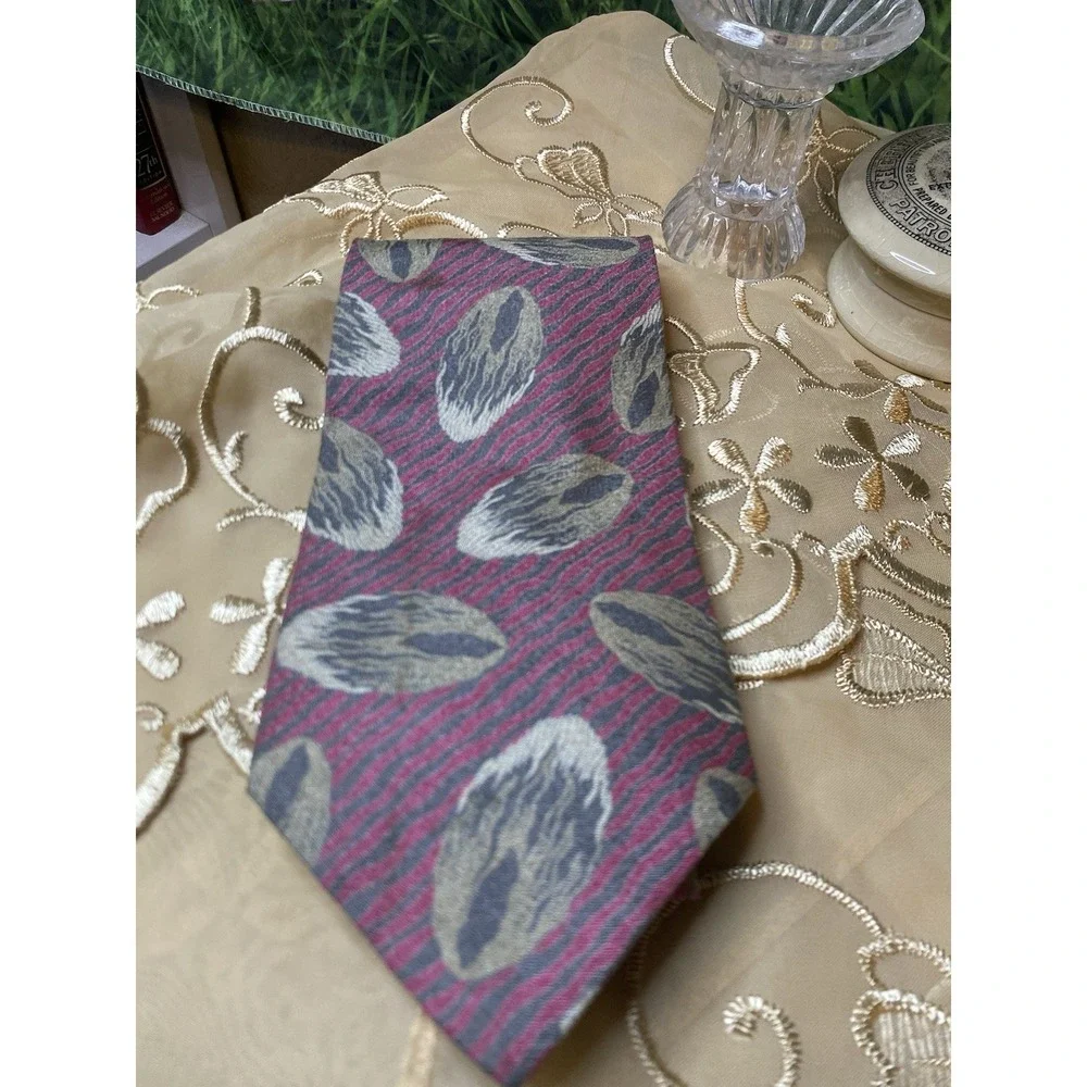 Giorgio Armani Cravatte‎ Necktie Tie Silk Brown Geometric Pattern Made in Italy